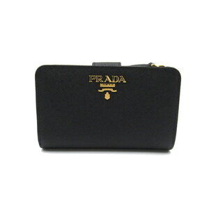 Prada L zipper wallet Saffiano leather black